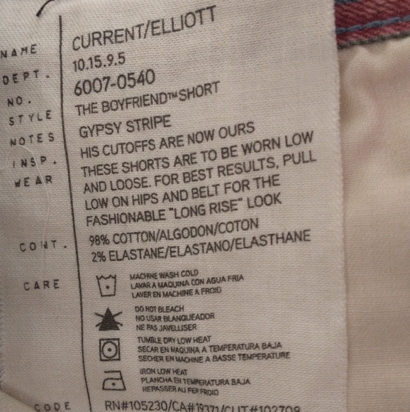 Sz 24/0 CURRENT ELLIOTT Gypsy Stripe Boyfriend Shorts - Picture 3 of 16